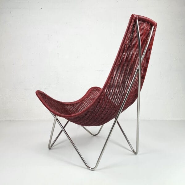 Knud Vinther Batchair in red rattan